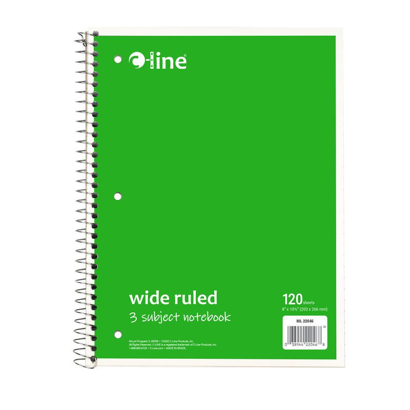 (3 Ea) 3 Sub Notebook Wide Ruled Assorted