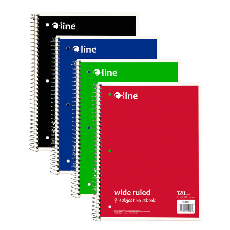 (3 Ea) 3 Sub Notebook Wide Ruled Assorted