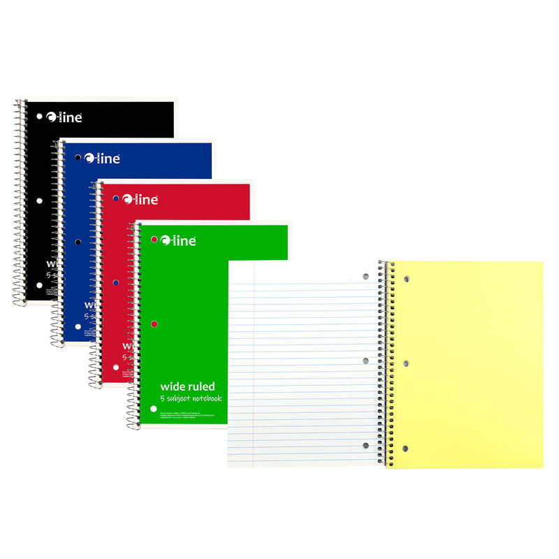 (3 Ea) 5 Sub Notebook Wide Ruled Assorted