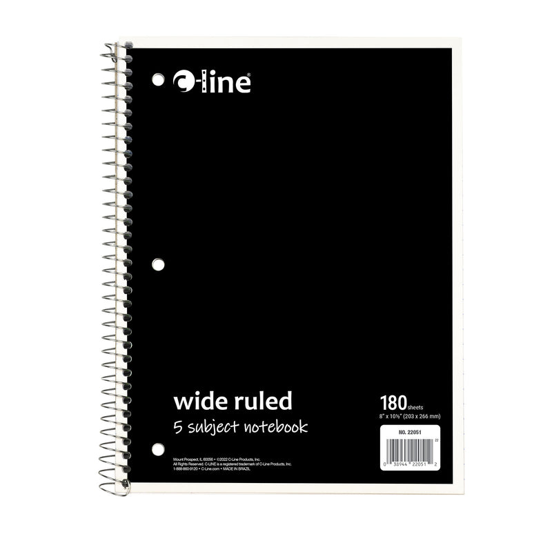 5 Sub Notebook Wide Ruled Assorted