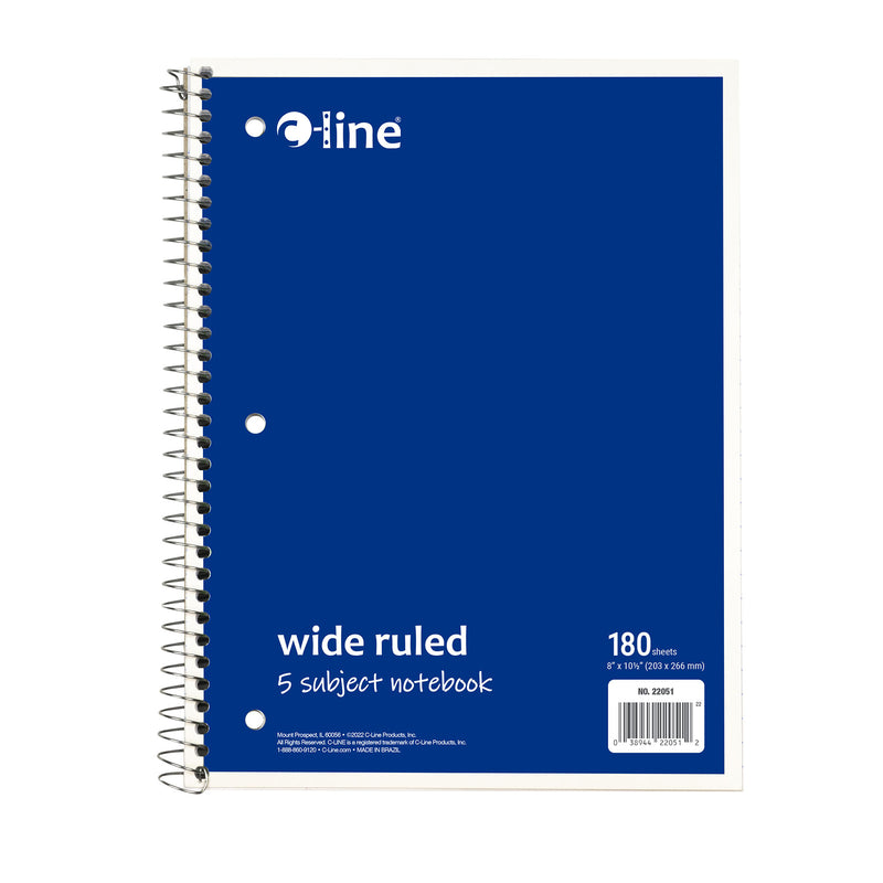 5 Sub Notebook Wide Ruled Assorted