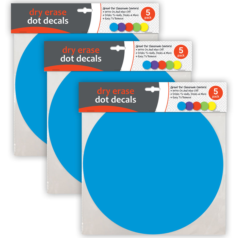 (3 Pk) Dry Erase Dot Decals Asst 11in 5/pk