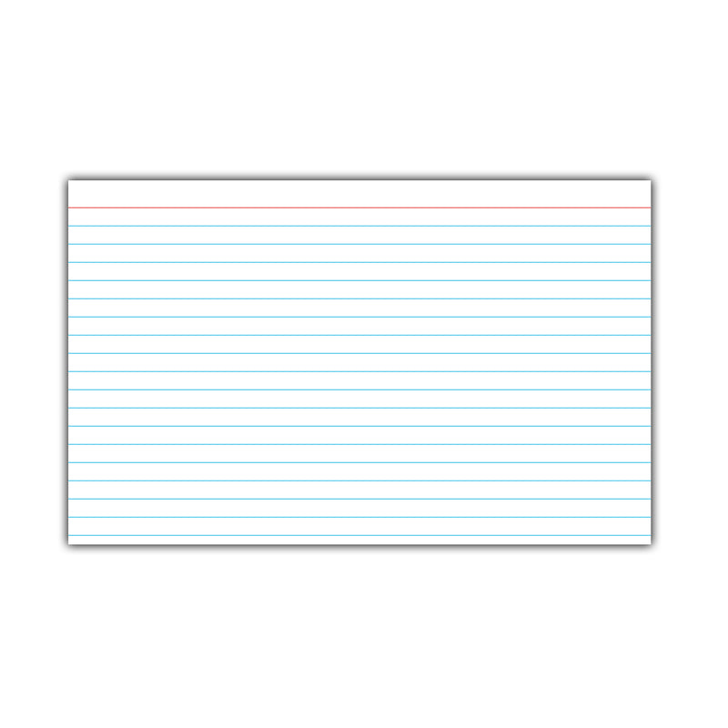 Index Cards, 5" x 8", White, Ruled, 25 Per Pack, 10 Packs