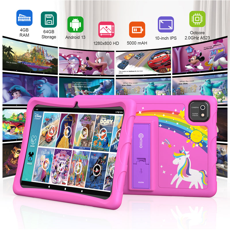 K103-A Pink 10-Inch Kids 64GB HD Tablet