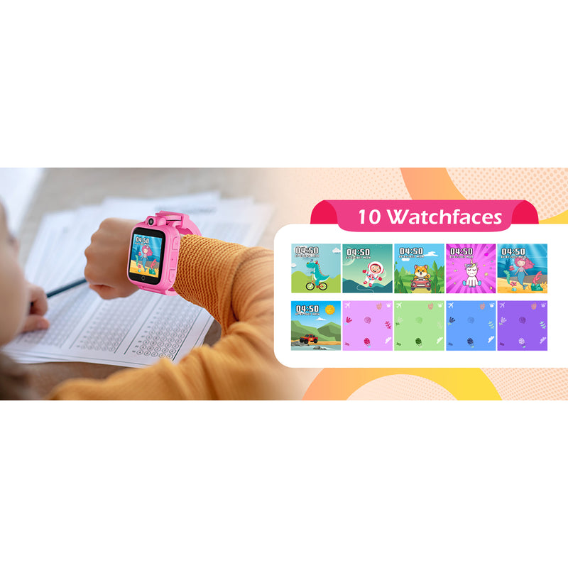 KW1 Smart Watch for Kids with Educational Games, HD Touch Screen, Camera, and MP3 Music Player, Pink