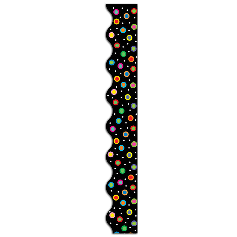 Dots on Black Wavy EZ Border, 48 Feet Per Pack, 3 Packs