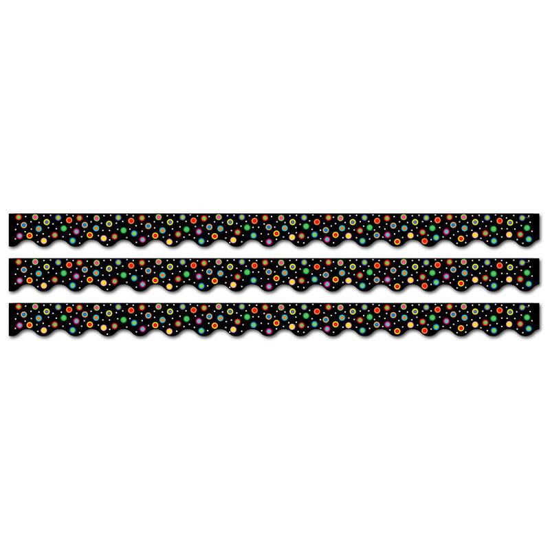 Dots on Black Wavy EZ Border, 48 Feet Per Pack, 3 Packs