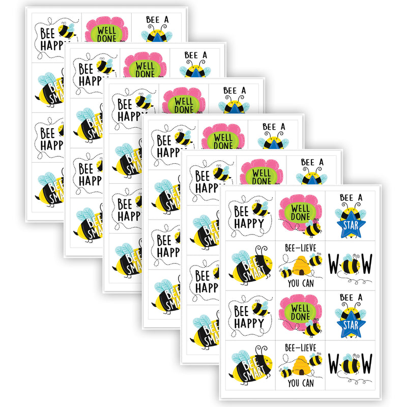 Bees Rewards Stickers, 1-1/2", 60 Per Pack, 6 Packs