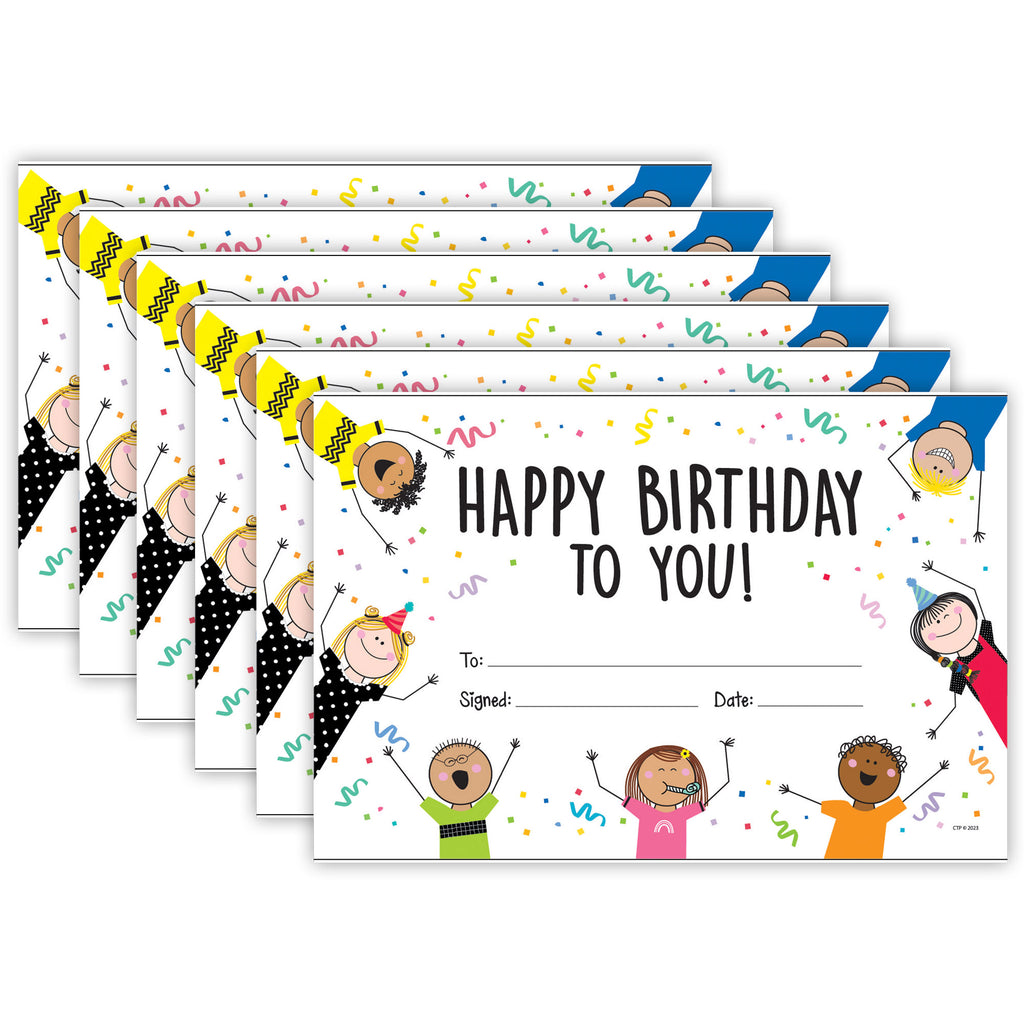 Stick Kids Happy Birthday Awards, 30 Per Pack, 6 Packs
