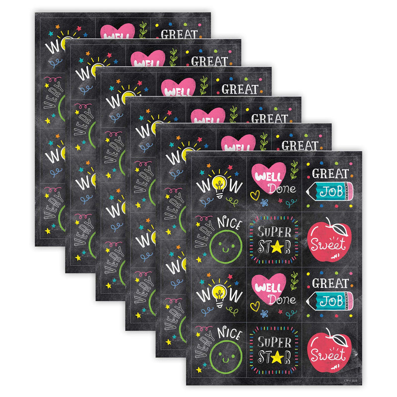 Chalk It Up! Colorful Chalk Reward Stickers, 60 Per Pack, 6 Packs