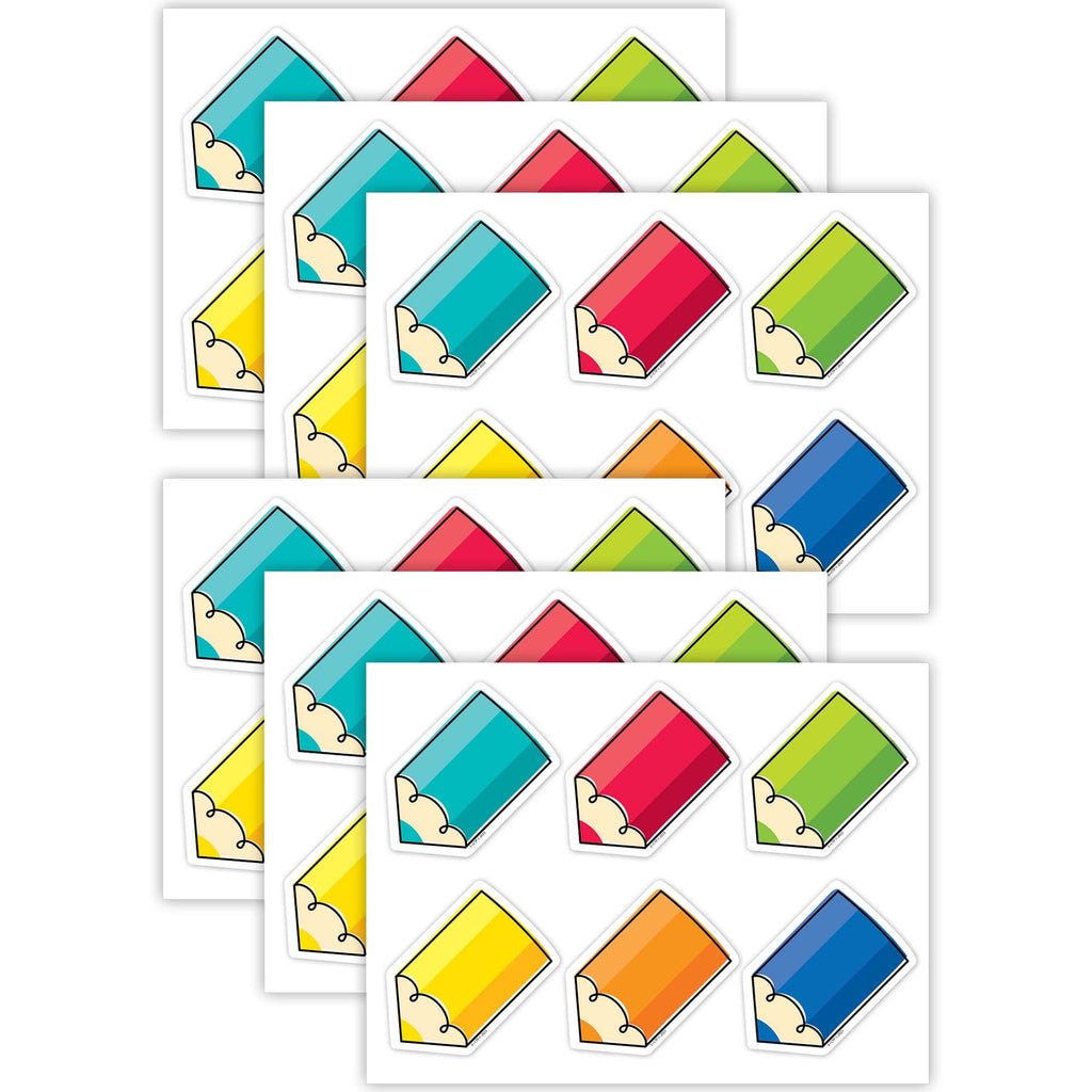 Core Decor Colorful Doodle Pencils 3 Inch Designer Cut-Outs, 36 Per Pack, 6 Packs