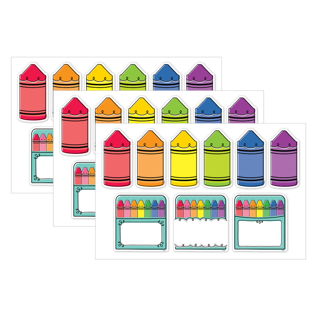 Core Decor Doodle Crayons 6" Designer Cut-Outs, 54 Per Pack, 3 Packs