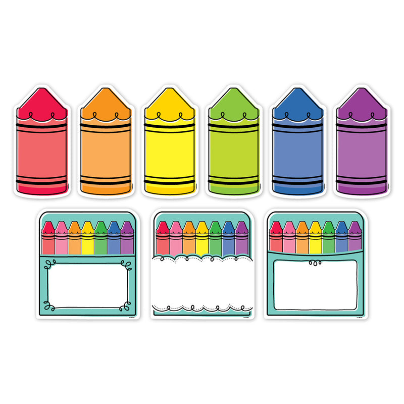 Core Decor Doodle Crayons 6" Designer Cut-Outs, 54 Per Pack, 3 Packs