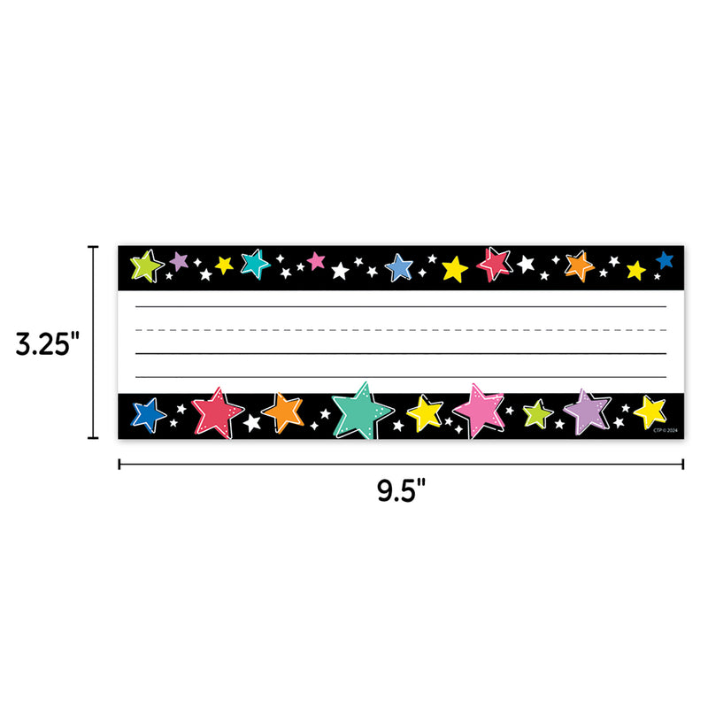 Star Bright Colorful Stars on Black Name Plates, 36 Per Pack, 6 Packs