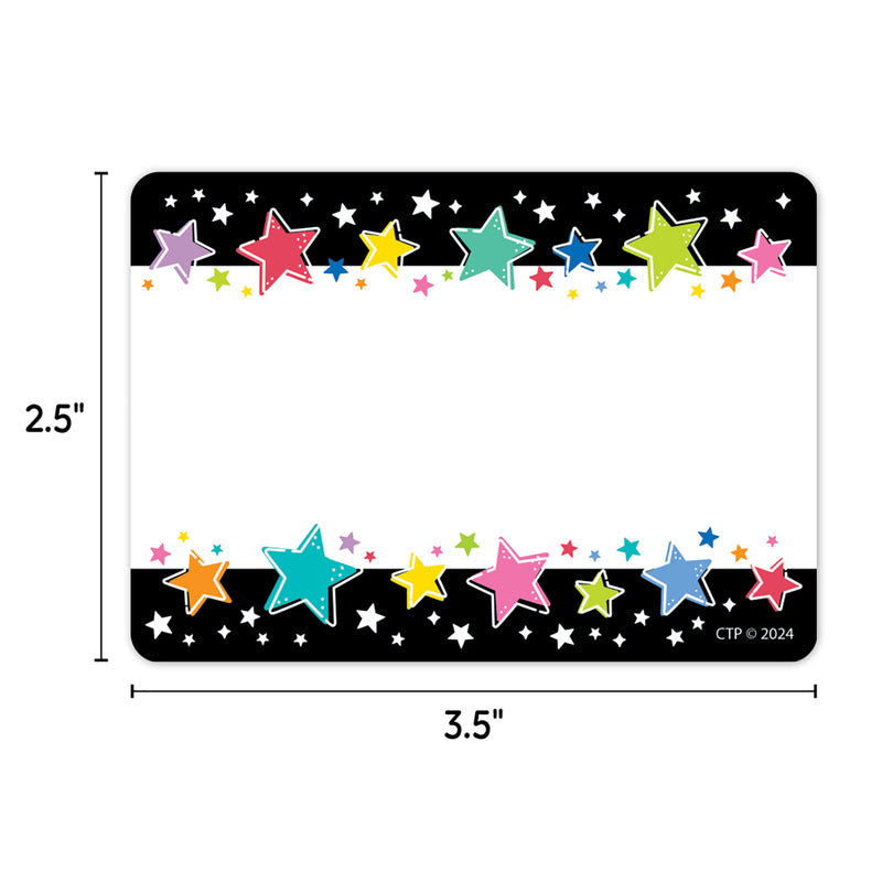 Star Bright Colorful Stars on Black Labels, 36 Per Pack, 6 Packs