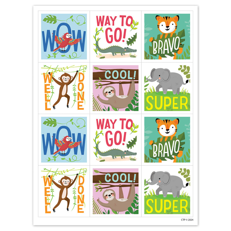 Jungle Friends Reward Stickers, 60 Per Pack, 6 Packs