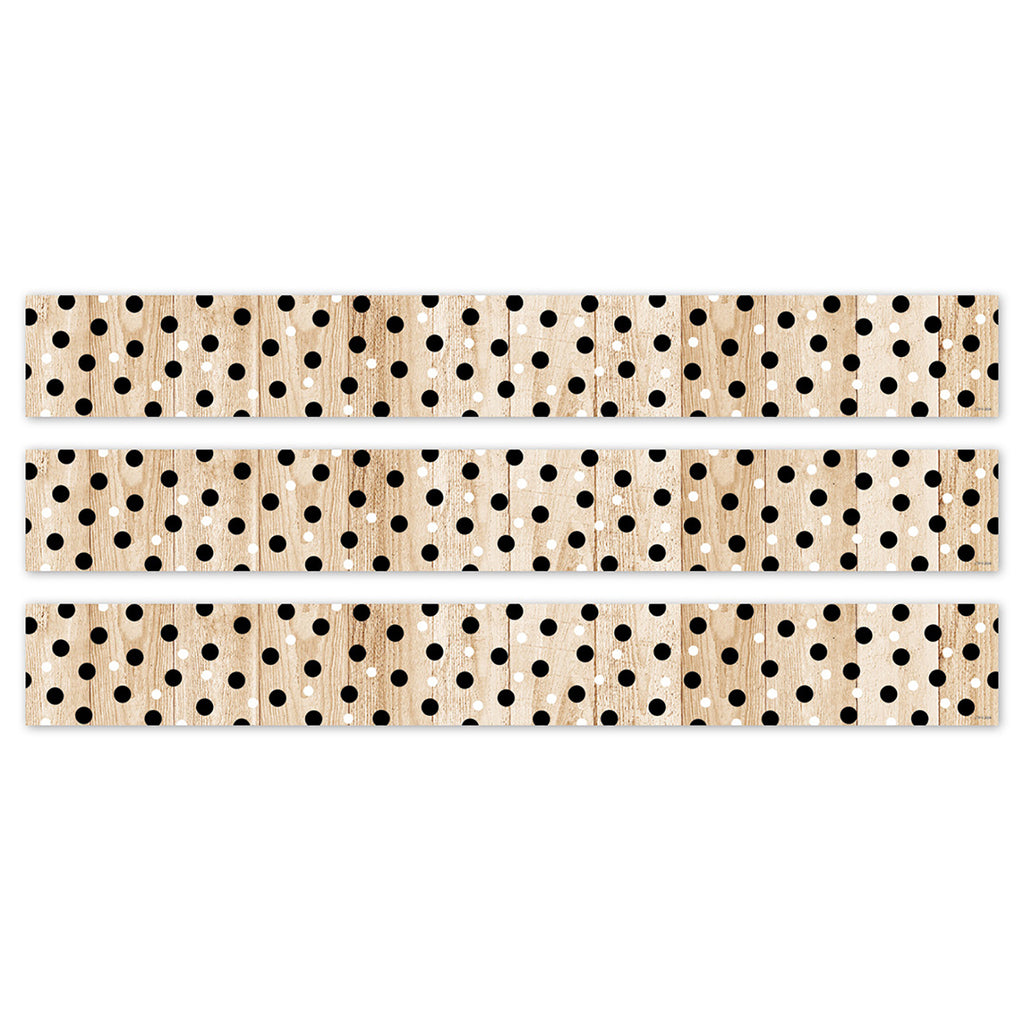 Core Decor Polka Dots on Wood EZ Border, 48 Feet Per Pack, 3 Packs