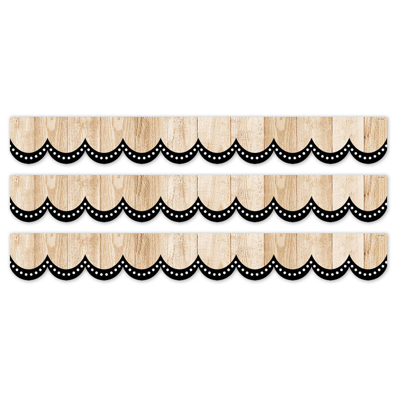 Core Decor Dotted Scallops on Wood EZ Border, 48 Feet Per Pack, 3 Packs