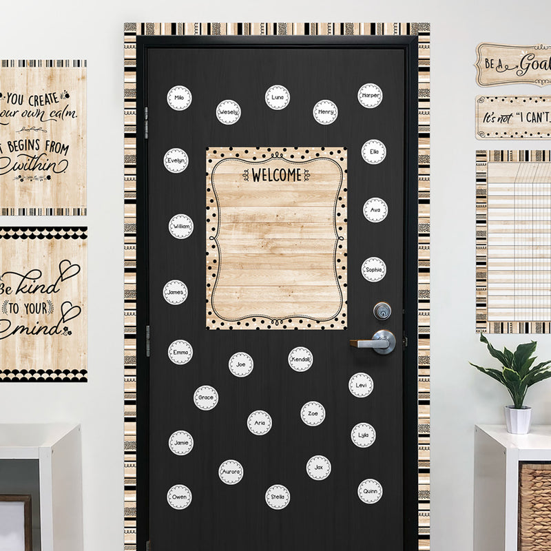 Core Decor Black, White, and Wood Classroom Essentials 4-Chart Pack