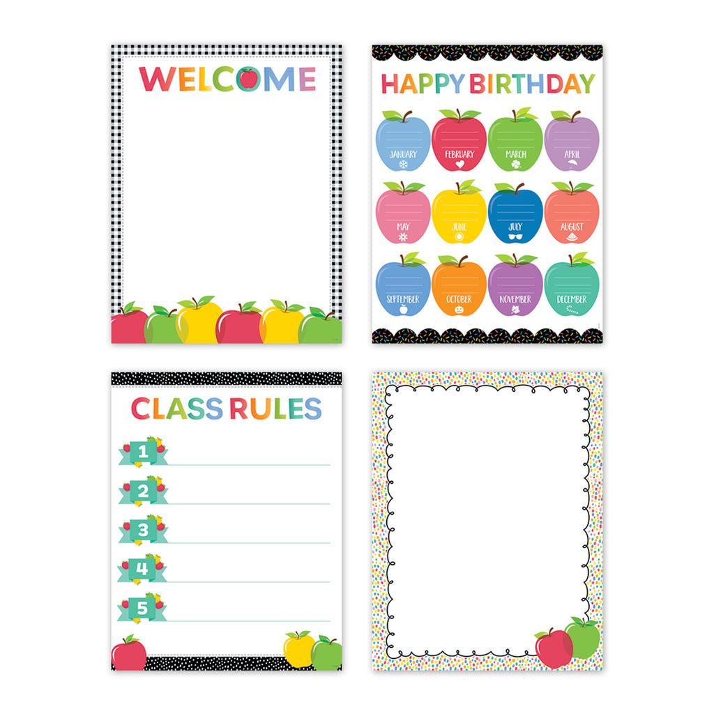 Apple Time Classroom Essentials 4-Chart Pack, 17" x 22"