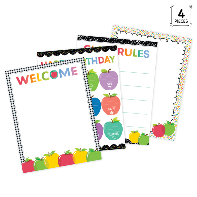 Apple Time Classroom Essentials 4-Chart Pack, 17" x 22"