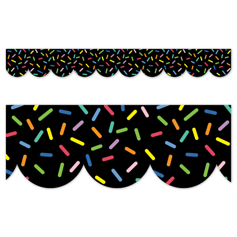 Core Decor Sprinkles on Black EZ Border, Bulletin Board Border, 48 Feet Per Pack, 3 Packs
