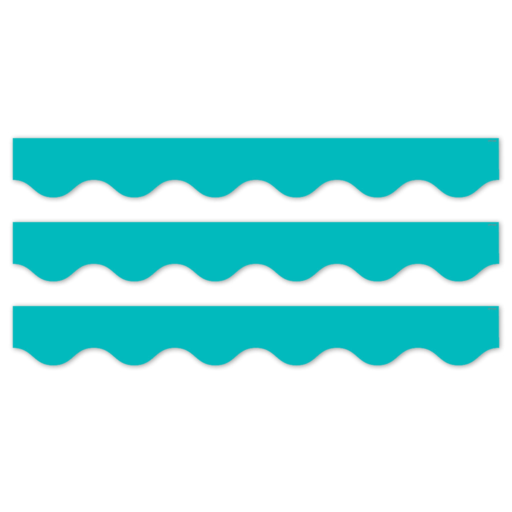 Core Decor Turquoise Wavy EZ Border, Bulletin Board Border, 48 Feet Per Pack, 3 Packs