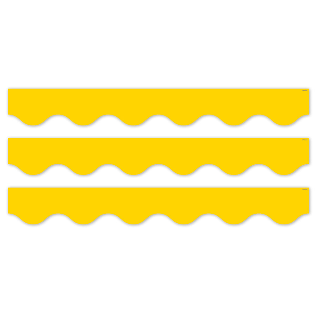 Core Decor Yellow Wavy EZ Border, Bulletin Board Border, 48 Feet Per Pack, 3 Packs