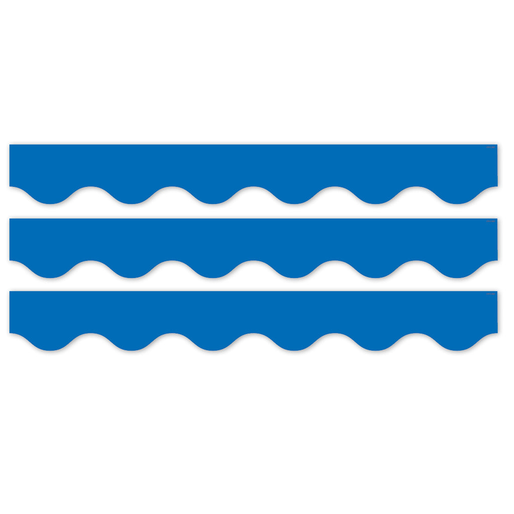 Core Decor Blue Wavy EZ Border, Bulletin Board Border, 48 Feet Per Pack, 3 Packs