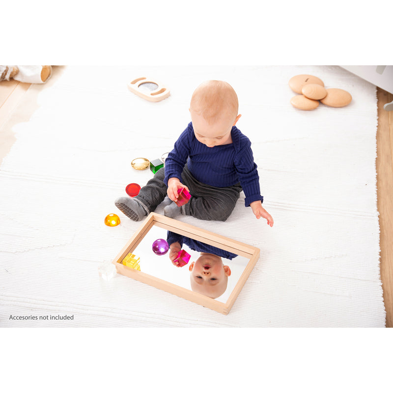 Small Wooden Mirror Tray