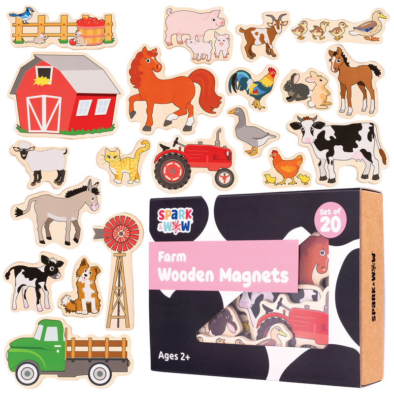 Wooden Magnets Farm 20/st