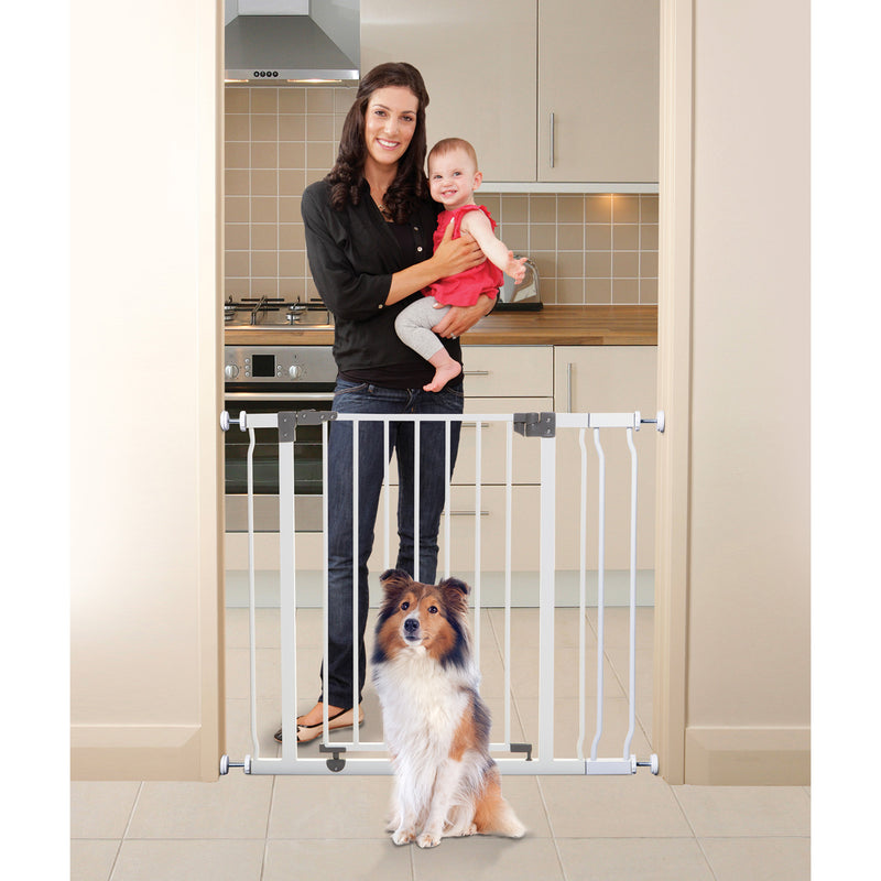 Liberty 29.5-36.5in Auto Close Metal Baby Safety Gate - White