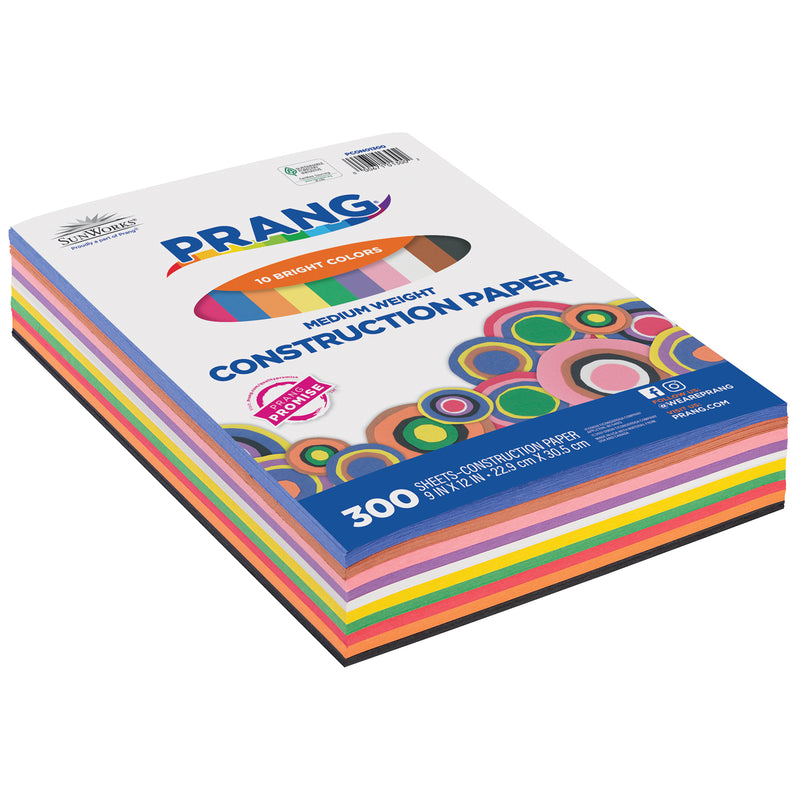 9x12 Construction Paper 300 Sheets 10 Assorted Colors