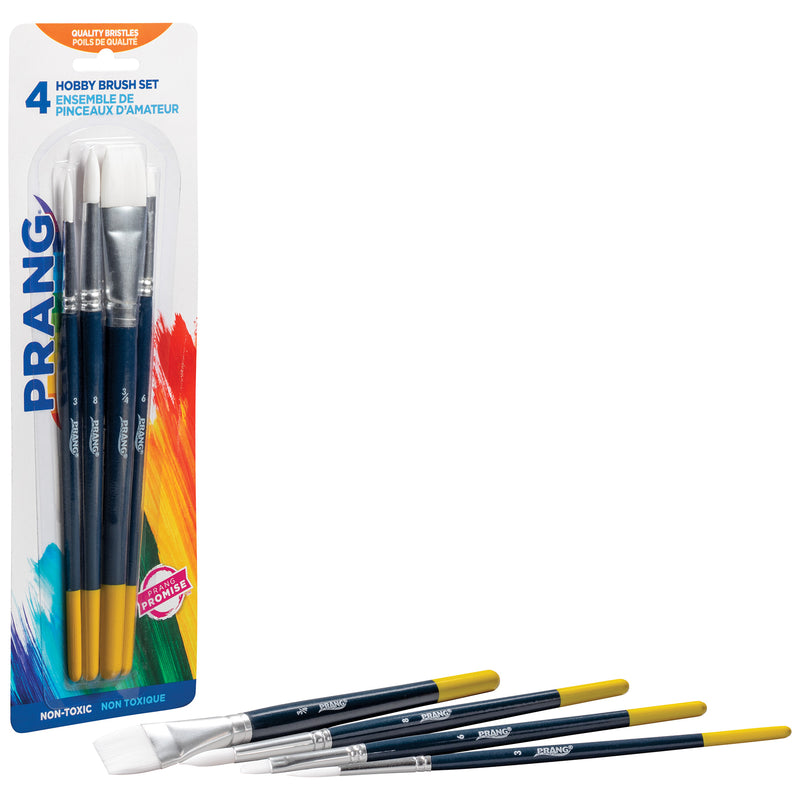 Hobby Paint Brush Set, Assorted Sizes, 4 Per Set, 6 Sets