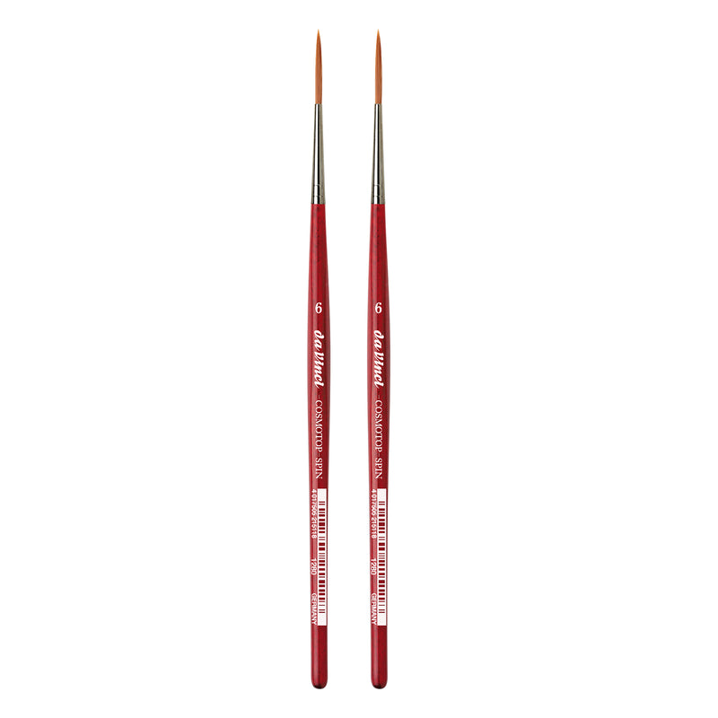 COSMOTOP-SPIN Rigger Brush, Synthetic, Acrylic & Watercolor, Pointed Liner, Series 5880, Size 6, Pack of 2