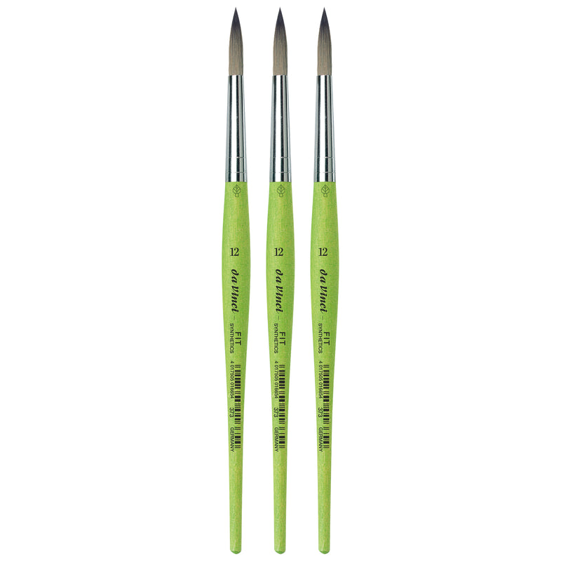 FIT Synthetics Student Brush, Synthetic, Acrylic & Tempera, Round, Series 373, Size 12, Pack of 3