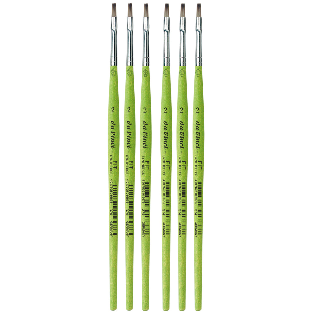 FIT Synthetics Student Brush, Synthetic, Acrylic & Tempera, Flat, Series 374, Size 2, Pack of 6