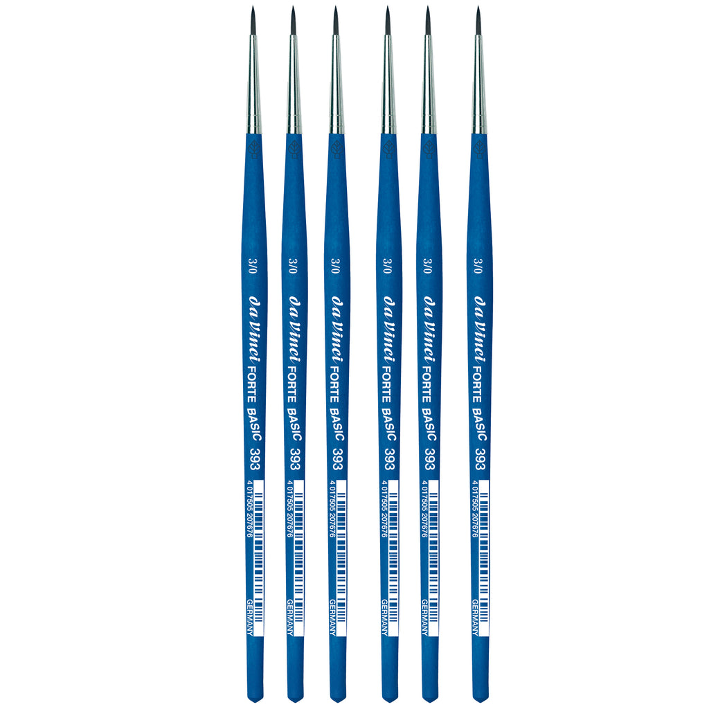 FORTE BASIC Student Brush, Synthetic, Acrylic, Round, Series 393, Size -3, Pack of 6