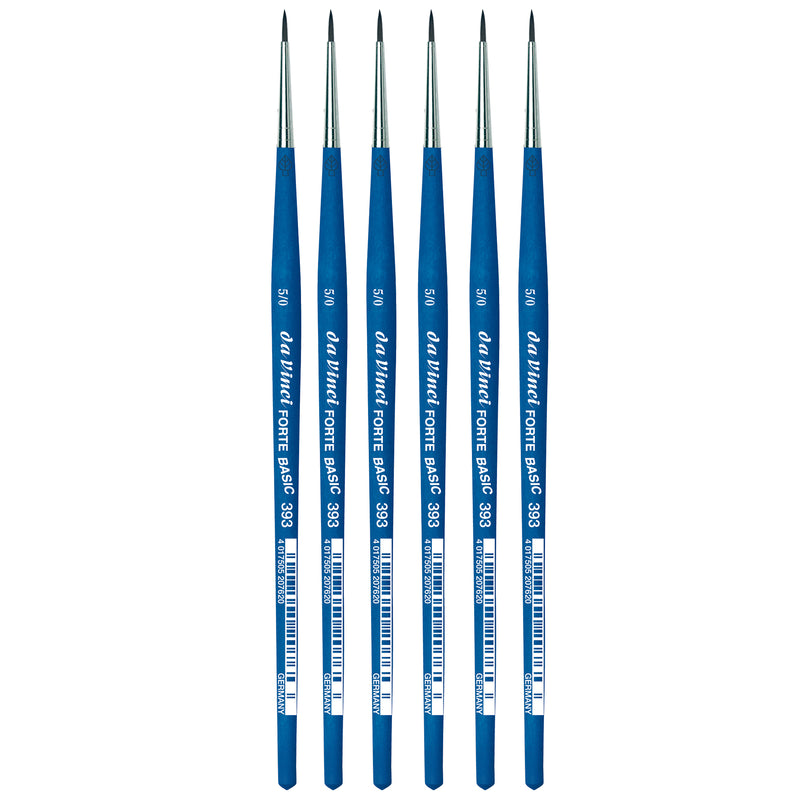 FORTE BASIC Student Brush, Synthetic, Acrylic, Round, Series 393, Size -5, Pack of 6