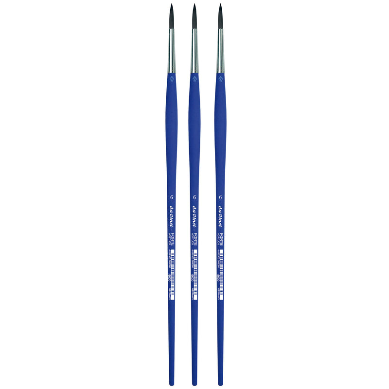 FORTE-Acrylics Student Brush, Synthetic, Acrylic & Oil, Round, Series 8630, Size 6, Pack of 3