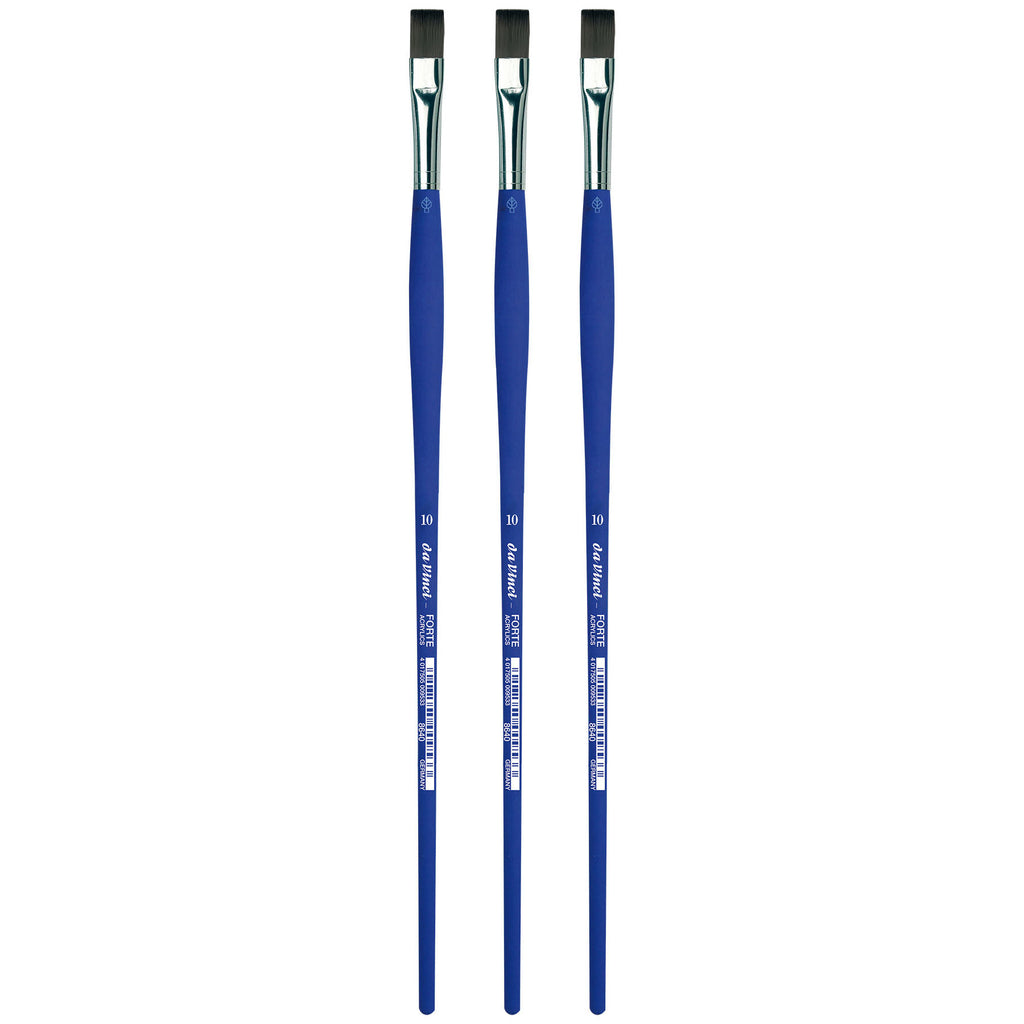 FORTE-Acrylics Student Brush, Synthetic, Acrylic & Oil, Flat, Series 8640, Size 10, Pack of 3
