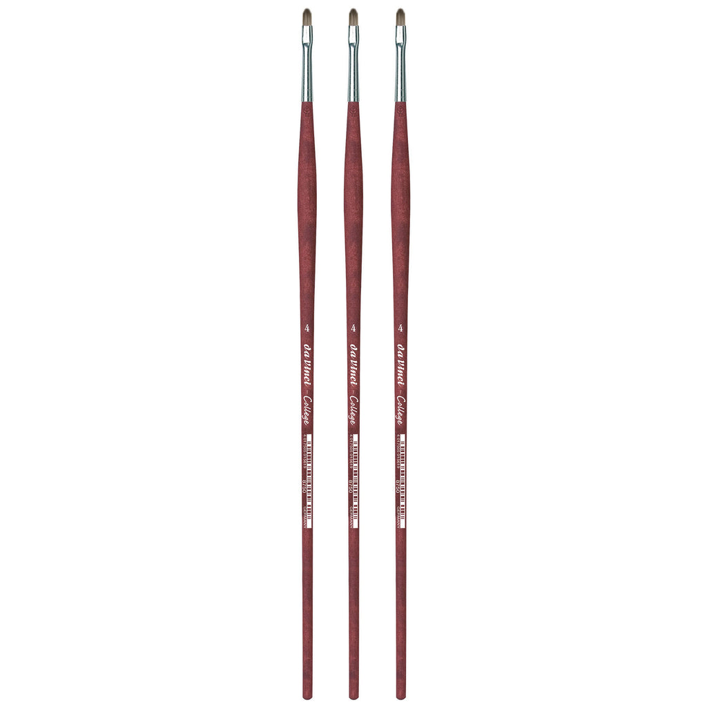 COLLEGE Student Brush, Synthetic, Acrylic & Oil, Filbert, Series 8750, Size 4, Pack of 3