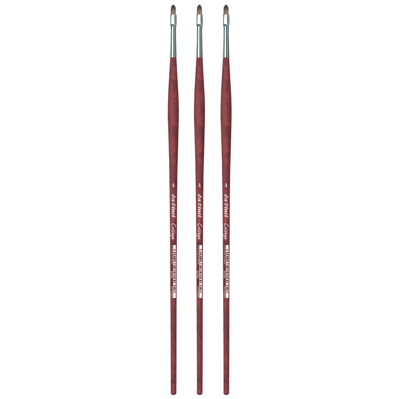 COLLEGE Student Brush, Synthetic, Acrylic & Oil, Filbert, Series 8750, Size 4, Pack of 3