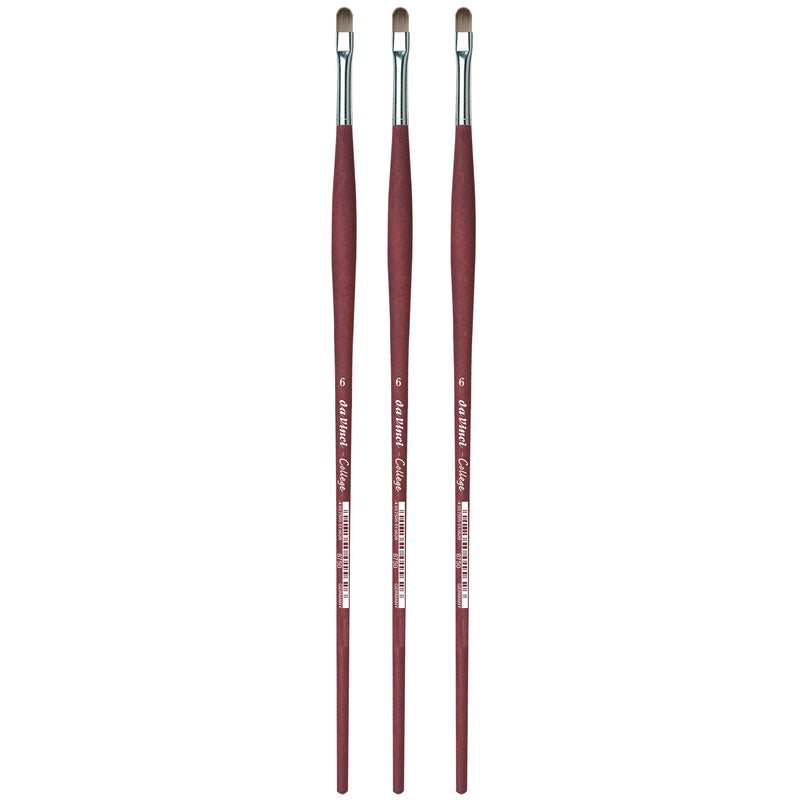COLLEGE Student Brush, Synthetic, Acrylic & Oil, Filbert, Series 8750, Size 6, Pack of 3