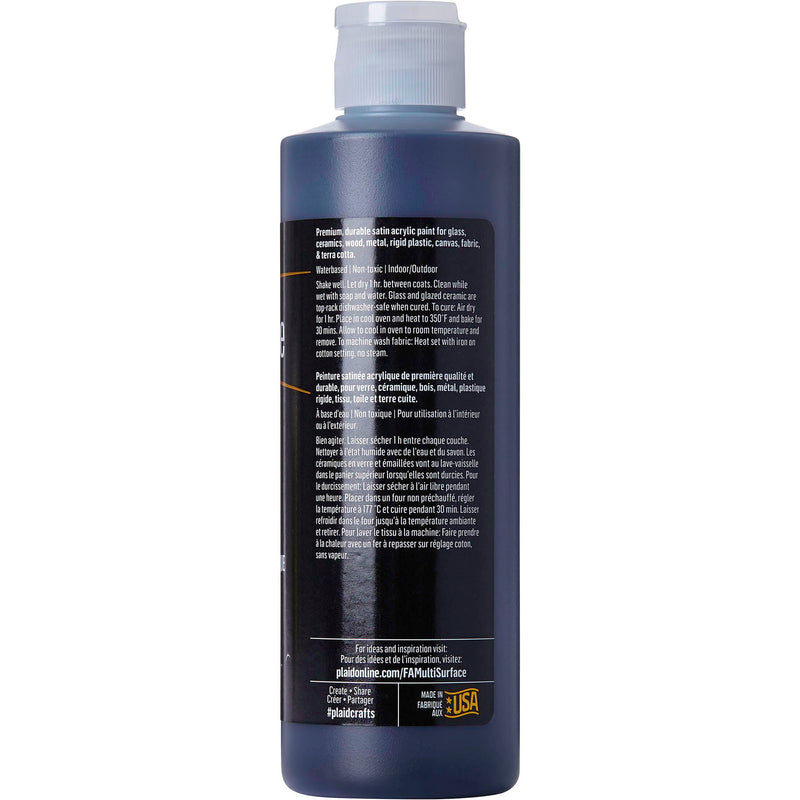 Acrylic Paint Satin Pure Black 8oz Folkart Multisurface