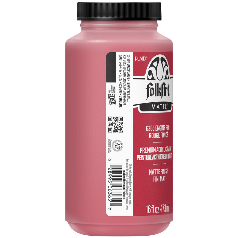 Acrylic Paint Matte Engine Red 16oz Folkart