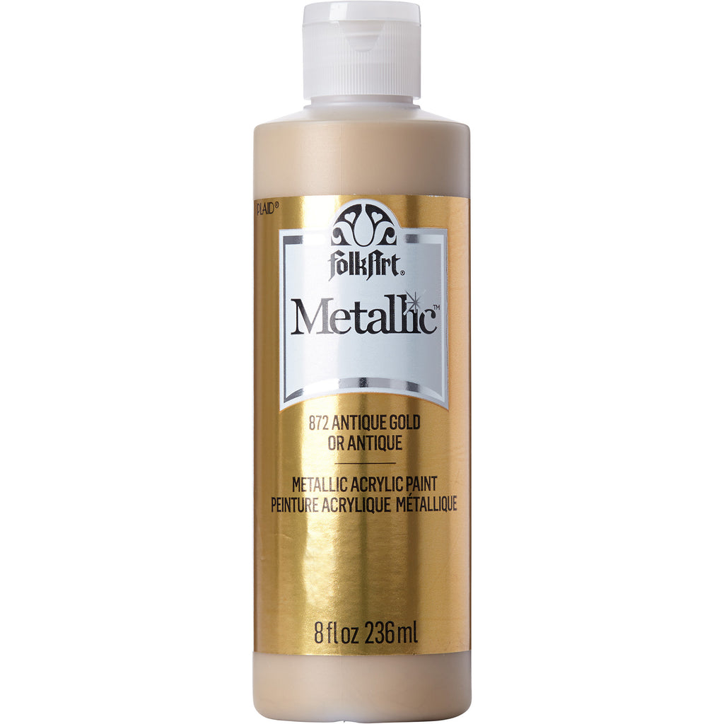 Acrylic Paint Metallic Antique Gold Folkart 8oz