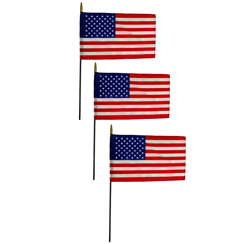 Nylon U.S. Classroom Flag, 12" x 18", Pack of 3