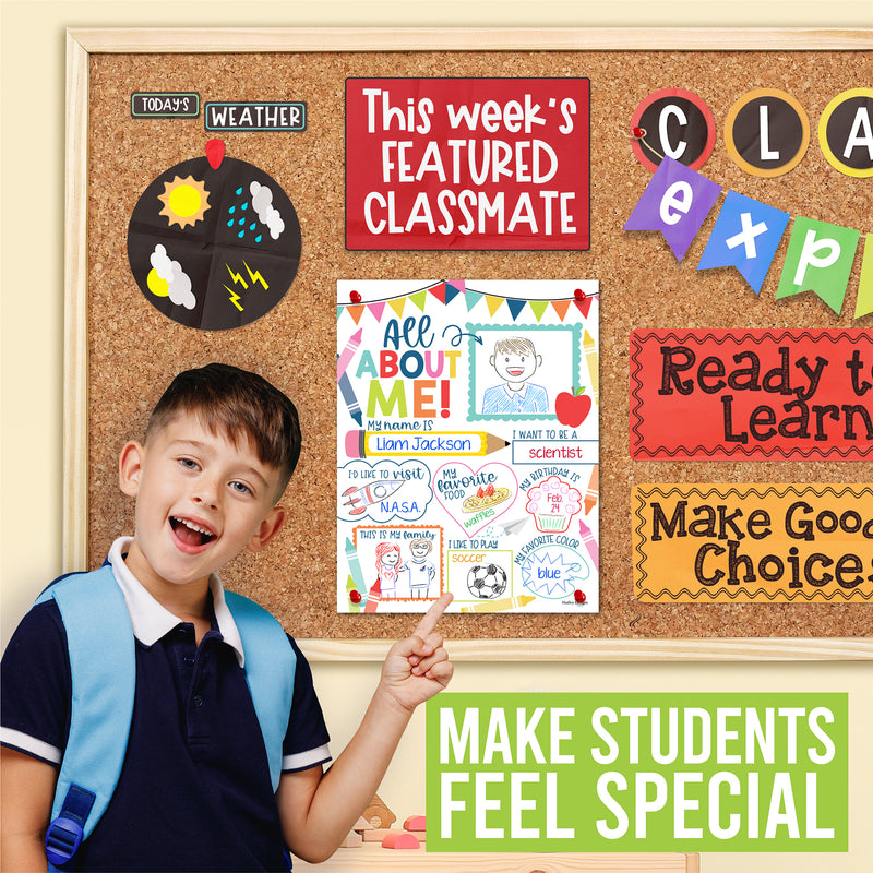 Colorful Star Student Read All About Me Posters, Set of 20