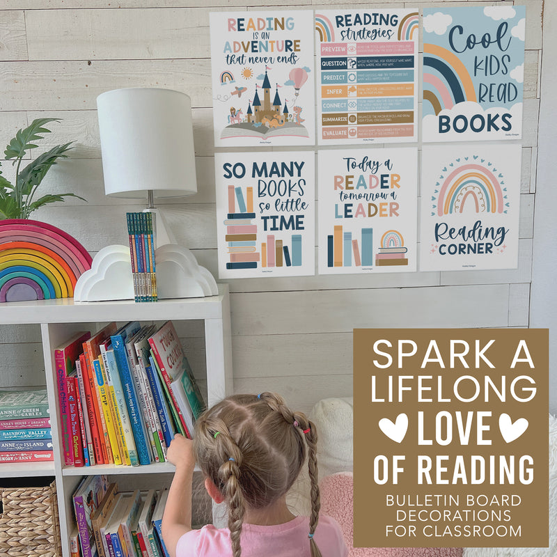 Boho Reading Posters For Classroom Library Decor, Set of 6